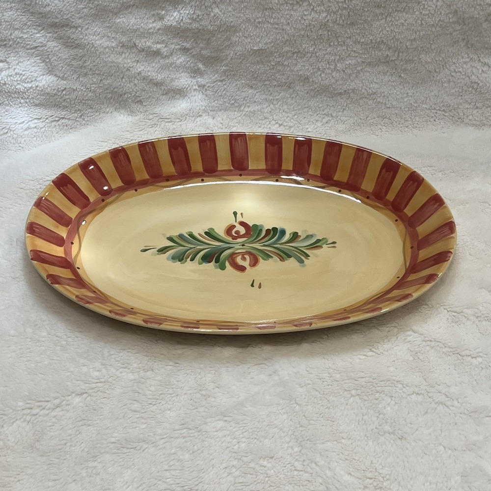 Southern Living Gail Pittman Handpainted Serving Platter Thanksgiving 14" X 9"